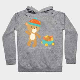 Autumn Bear, Cute Bear, Bear With Hat, Leaves Hoodie